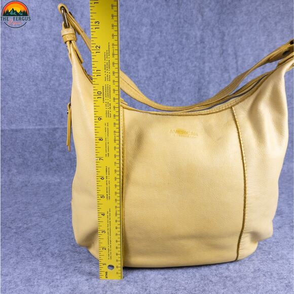 American Leather Co Hobo Bag Yellow Inner Outer Pockets Cottagecore Hippie - Picture 7 of 16